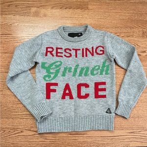 XS Holiday “Resting Grinch Face” Sweater